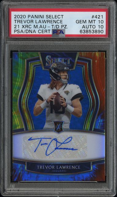 2020 PANINI SELECT 2021 XRC AUTO PRIZM REDEMPTION #421 TREVOR LAWRENCE PSA 10