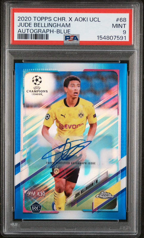 2020 TOPPS CHROME X STEVE AOKI UEFA CHAMPIONS LEAGUE NEON FUTURE 68 JUDE BELLINGHAM AUTOGRAPH-BLUE